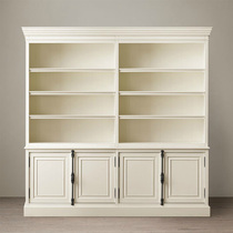 American country solid wood ivory white sideboard French retro style white old locker bookcase