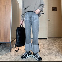 Hualun washed vintage vintage 2020 blockbuster jeans mens straight leg loose trend brand casual flared pants