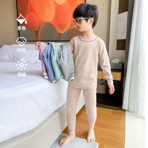 Boys pajamas autumn and winter childrens velvet thermal underwear home clothing set autumn clothing middle-aged children 2021 New Tide