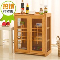 Simple and multi-functional dishes solid wood small cupboard home kitchen lockers side cabinets breathable cabinets economical