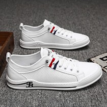 European station small white shoes male students summer casual leather shoes lazy all-match driving shoes perforated breathable soft bottom mens shoes
