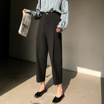 Casual suit pants womens high waist slim 2021 autumn wear new loose Joker Korean version of nine Haren pants radish pants