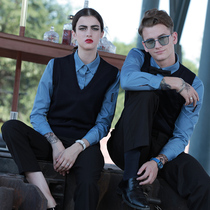 Cardigan waiter overalls spring men and women sleeveless knitted wool vest V collar vest vest vest waistcoat