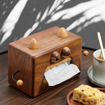 Black Walnuts Full Solid Wood Light Extravagant Chinese High-end Monster Tissue Box Living Room Home Table Tea Table Wood Crammy