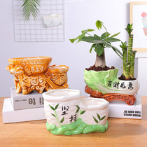 Creative China Wind Potted Plant Ceramic Flower Pot double mouth Multi-meat basin Small number one-piece double-mouth basin office