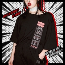 EOH original design-no light black-black sports loose printing T-shirt hot pants set girlfriend cp