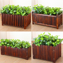 Anti-corrosion wood flower box Outdoor solid wood vegetable pot Wooden rectangular large flower pot Balcony planting box Wooden flower tank