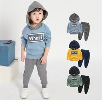 Childrens sweater suit 2021 new autumn childrens clothing boys casual sports pants pure cotton baby two-piece set Korean version