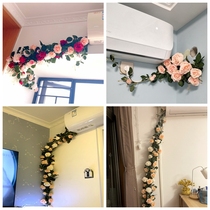 High-end rose simulation flower vine fake vine fable wall arch hanging air-conditioning pipe wrapped around cover decoration vine