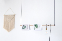 Nordic music clothing store hanging clothes hanging ring hanging hanger on the wall hanging rod retractable shelf Solid wood