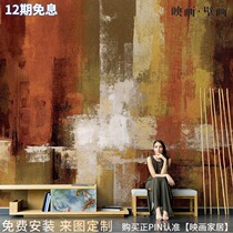 Nordic personality hand-painted graffiti art oil painting living room TV background wallpaper seamless sofa wallpaper mural wall cloth