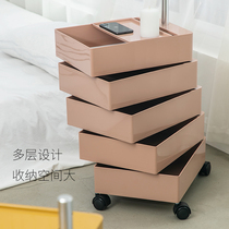 360 revolving bedside table modern minimalist mobile office storage locker ins drawer cosmetics cabinet