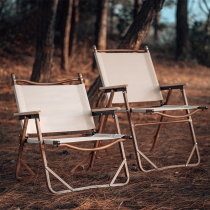 Outdoor Folding Chair Kermit Chair Aluminum Alloy Cloth Surface Wood Grain Portable Picnic Camping Fishing Beach Backrest Chair