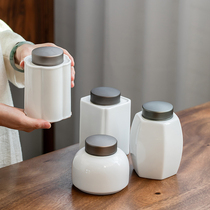 Tea pot Ceramic sealed pot Tea box storage jar Storage jar White porcelain household medium Puer black tea green tea