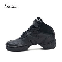 Sansha new dance shoes womens modern square dance shoes leather breathable soft-soled fitness shoes dance shoes