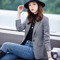 Black White Plaid Little Suit Jacket Woman