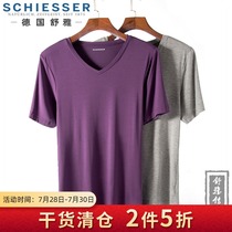 schiesser Germany Shuya spring and summer mens underwear V-neck solid color Modal short-sleeved T-shirt base undershirt