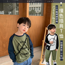 Yuanyuan home 2021 early spring new childrens clothing childrens long sleeve T-shirt baby base shirt boy Korean version of coat foreign gas