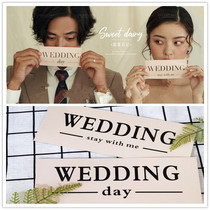 Korean photography photo props Net celebrity ins new wedding dress indoor and outdoor scene confession Khaki English card