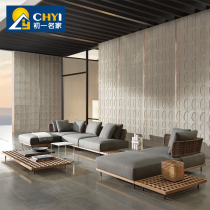 Teak outdoor sofa courtyard leisure high-end furniture rattan Villa Hotel rattan chair outdoor garden sofa combination