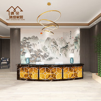Hotel front desk background wall decoration wall panel New Chinese landscape landscape painting Bamboo and wood fiber integrated wall panel