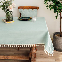 Tablecloth fabric Cotton linen Modern simple high-grade Nordic coffee table Tablecloth Tassel Waterproof and oil-proof table cloth Household cloth