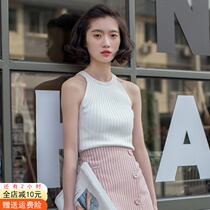  Bottoming shirt womens inner knitted top vest outer wear tight short-sleeved short-sleeved short-sleeved thin summer halter summer