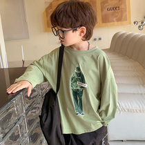 Childrens Boys long-sleeved T-shirt bottomed cotton jacket 2021 new mid-toddler boy spring and autumn