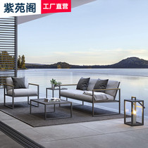 Outdoor Aluminum Alloy Sofa Waterproof Sunscreen Villa Courtyard Garden Yang Guang Room Terrace Outdoor Leisure Sofa Combination