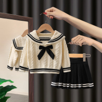 Baby girl set 2021 new foreign style childrens clothing Autumn Winter Childrens knitted sweater two-piece dress girl Autumn dress