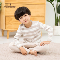 Three stitches of velvet cotton striped round neck boys and girls thermal underwear childrens pajamas cotton autumn trousers cotton sweater