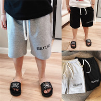 Male pants embroidered English 5 points casual pants in big children solid color straight tube pants simple and comfortable BAI wear
