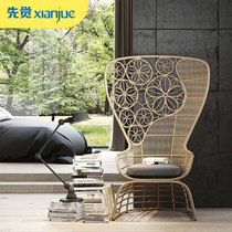 Rattan Queen Sofa High Back Chair Nordic Style Light Luxury Terrace Balcony Outdoor Single Sofa Custom Furniture