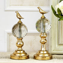American European home model room Brass bird crystal decorative crafts Wine cabinet Living room study entrance decoration