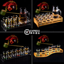 Color bottom white glass one Cup KTV bar B52 bullet Cup split Hulk storage rack spirits thick bottom cup set