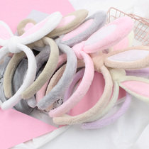 Large Rabbit Ears Plush Sweetness Cute Super Cute Super Cute Head Stirrup Han Edition Adult Hair Card Wash Face Makeup Press Hair Dressing Hair Stirrup