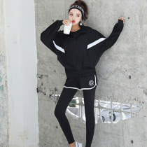 TULO new yoga suit women loose long sleeve hooded running quick-dry gym professional five-piece set