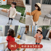 Childrens clothing spring 2021 New Baby autumn and winter thick long loose girl sweater childrens foreign style sweater