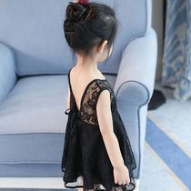 Summer Mother-Child Dress Girl Summer Cotton Dress Princess Lace Dress Summer Black