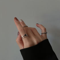 925 sterling silver Thai Silver smiley face ring female ins tide fashion retro personality hip hop cold style simple Net red students