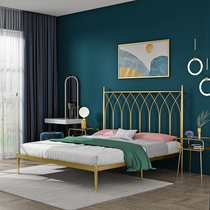 Nordic Wrought iron bed Double bed Princess bed 1 8 golden iron bed Light luxury simple single child iron frame bed 1 5 meters