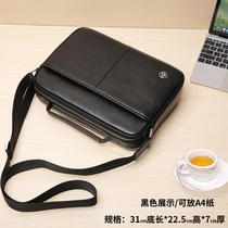 The first layer cowhide mens bag oblique backpack large shoulder bag Mens leather crossbody bag handbag Mens business bag Small briefcase