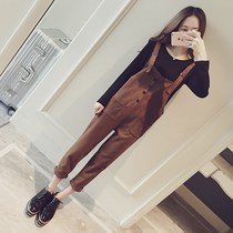 Pregnant women autumn suit fashion 2020 new thin pregnant pants bib pants nine-point jeans tide mom autumn and winter