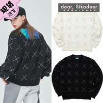 Spot South Korea direct mail HMS cross logo printing back laser pattern round neck sweater female autumn and winter without Velvet