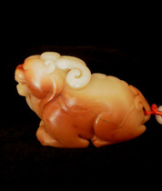 0310009 Fine Shoushan stone hand pieces old peach blossom Hibiscus stone soft frozen ground Pixiu handle pieces