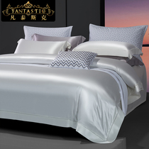 Heavy pound 32 mmi double sided genuine silk pure color luxury bed with bedding 100% mulberry silk custom-made four pieces