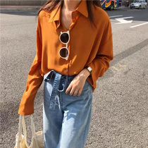 2022 Spring Dress New Orange Snowspun Shirt Woman Design Sensation Little Crowdsourced Orange Blouse Retro Port Taste Light Cooked