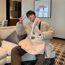 Hualun tide brand cotton clothing mens Korean version of the trend winter student ins harbor wind standing collar thick warm cotton coat coat