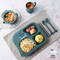 Model cartoon childrens dinner plate grid baby eat fall-proof 304 stainless steel household partition rice plate Fast food plate