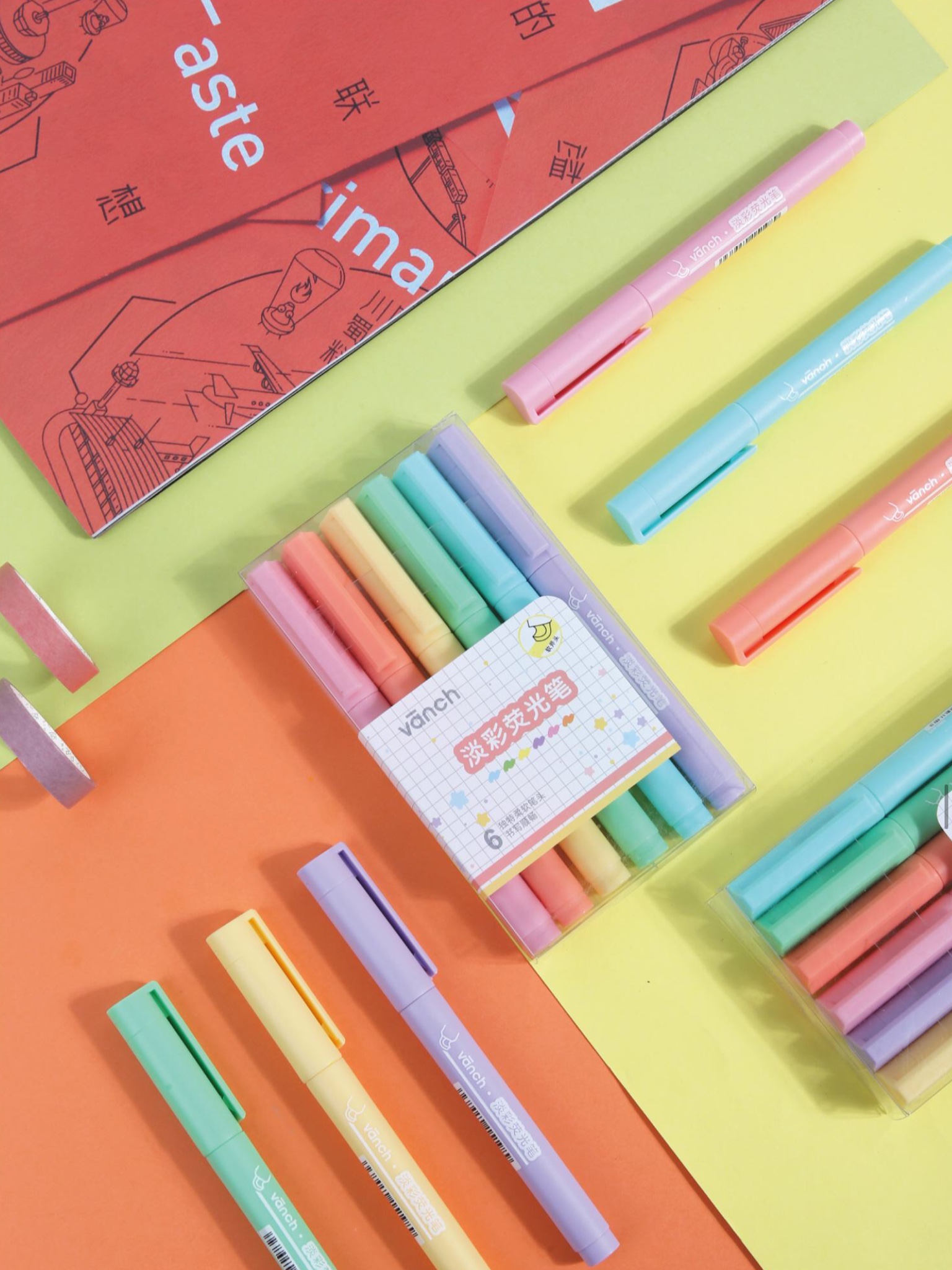 Bei FA vānch light color fluorescent pen six color set fluorescent pen